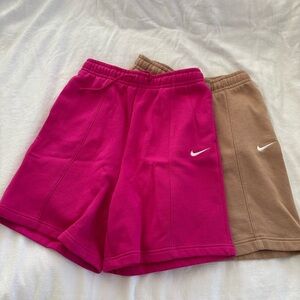Nike Pink and Tan Athletic Shorts Lightweight Color-Block Design